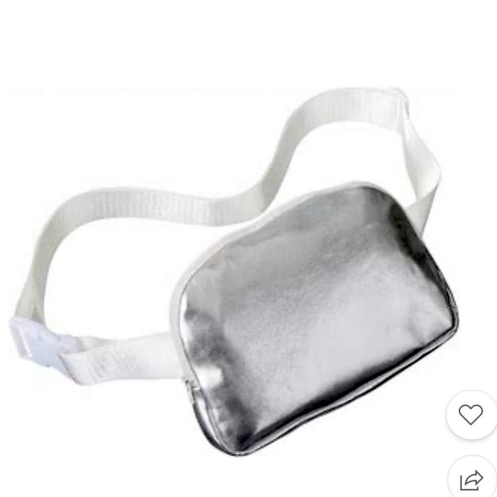 Party City Waist Belt Bag Fanny Pack crossbody silver adjustable zipper closure